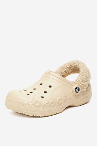 Plážové pantofle Crocs C-BAYA LINED FUZZ STRAP CLOG 206633-11S Světle béžová