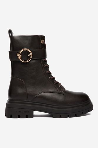 Šněrovací vyšší obuv U.S. POLO ASSN. EO-SVETA002W/GY1 Hnědá